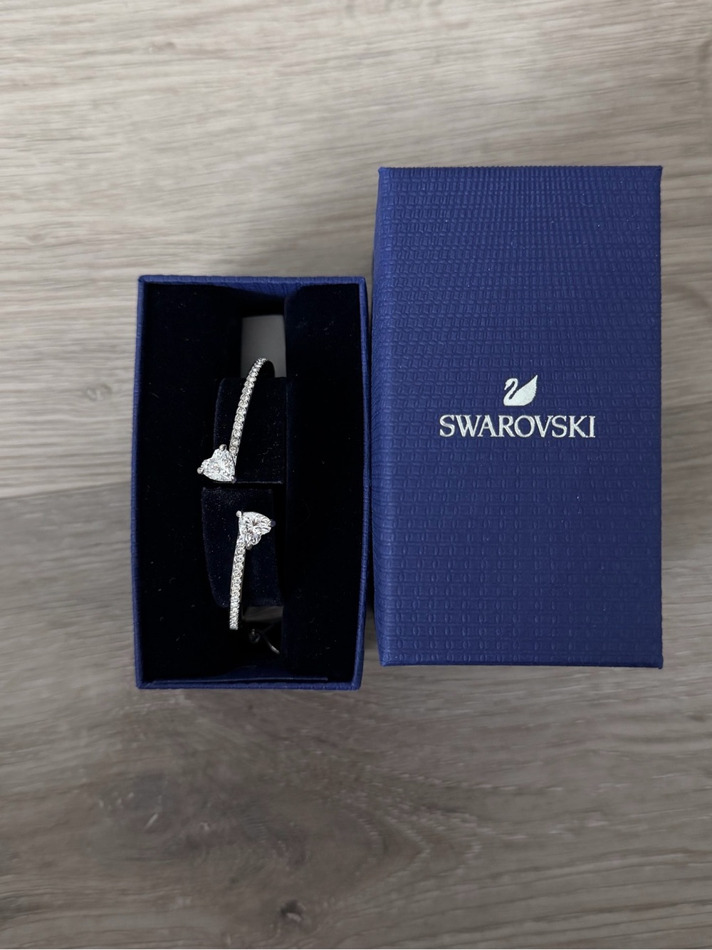 Swarovski Silver Open Heart Crystal Cuff Bracelet